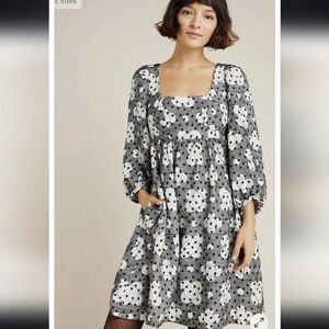 Embroidered black and white tunic dress from Anthropologie, size 4